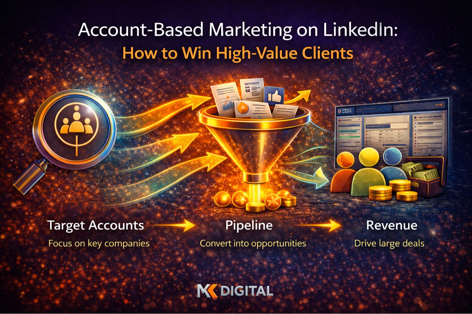 account based marketing linkedin process showing how to target key accounts and convert them into high value clients