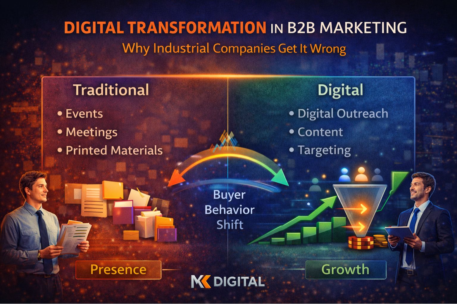 digital transformation in B2B marketing showing shift from traditional to digital pipeline-driven growth