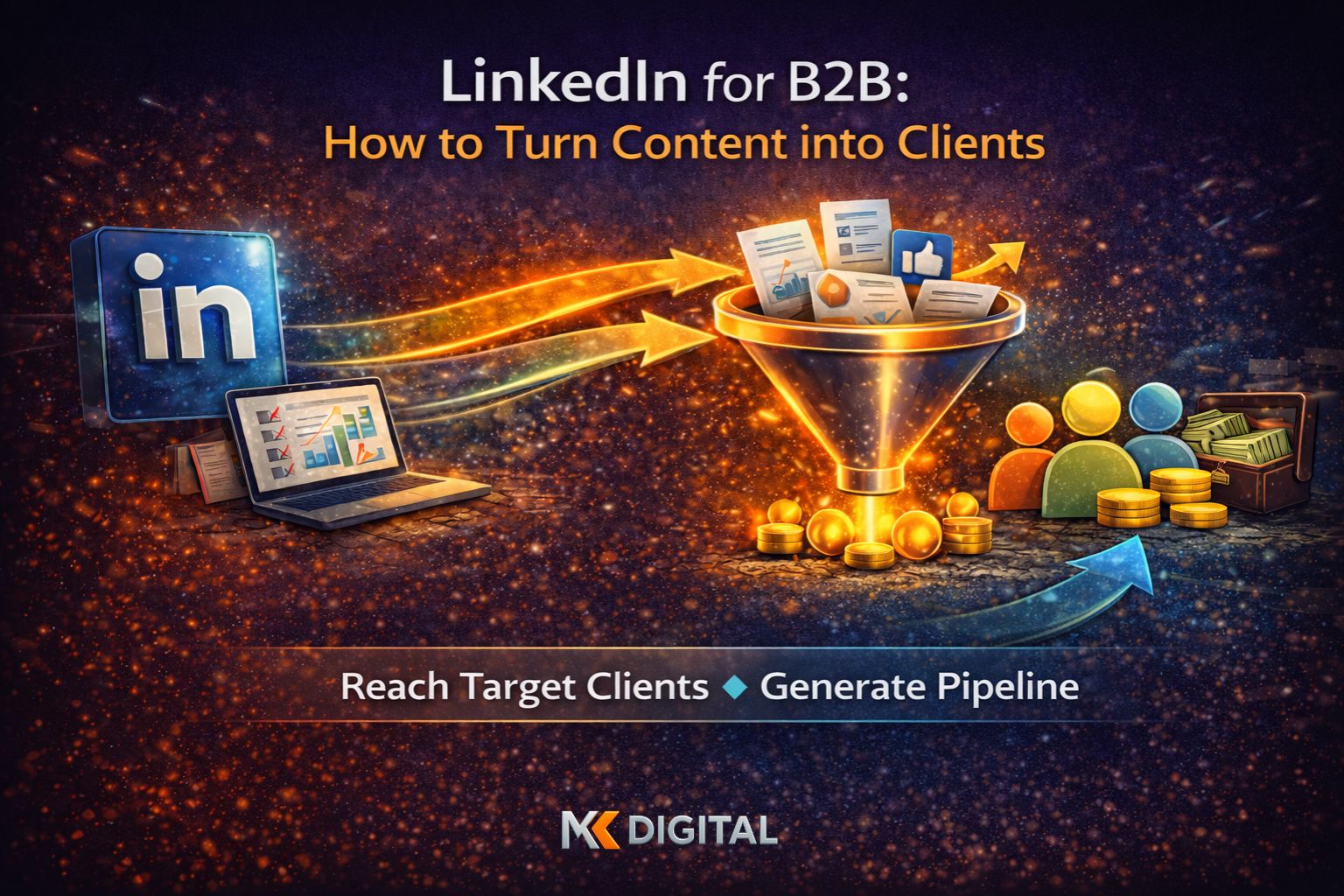 linkedin b2b marketing process showing how content helps reach target clients and generate pipeline